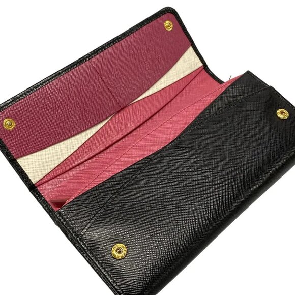 Auth PRADA - 1MH132 Black Saffiano Leather Long Wallet - Picture 3 of 7
